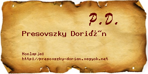 Presovszky Dorián névjegykártya